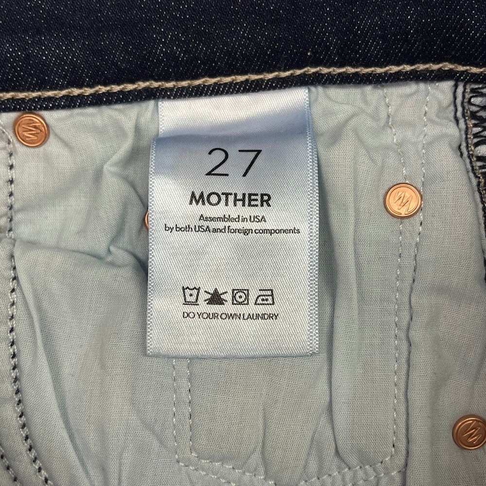 Mother Lil Insider Crop Step Fray Jeans Off Limits Dark Wash Size 27 High Rise - Picture 9 of 15